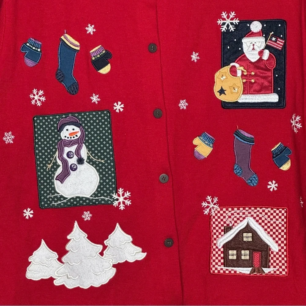 Karen Scott II‎ Holiday Christmas Cardigan Red Size 2X